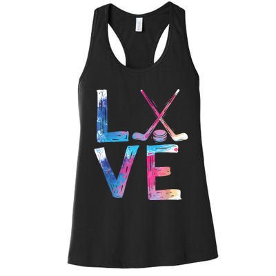 Love Ice Hockey Girls Hockey Gifts Womens Ice Hockey TShirt Women's Racerback Tank