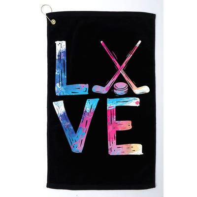 Love Ice Hockey Girls Hockey Gifts Womens Ice Hockey TShirt Golf Towel