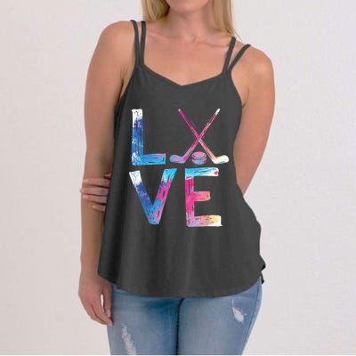 Love Ice Hockey Girls Hockey Gifts Womens Ice Hockey TShirt Women's Strappy Tank