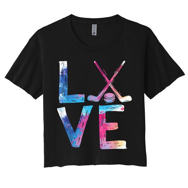 Love Ice Hockey Girls Hockey Gifts Womens Ice Hockey TShirt Crop Top