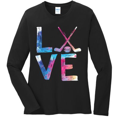 Love Ice Hockey Girls Hockey Gifts Womens Ice Hockey TShirt Ladies Long Sleeve Shirt