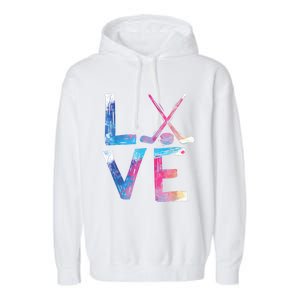 Love Ice Hockey Girls Hockey Gifts Womens Ice Hockey TShirt Garment-Dyed Fleece Hoodie