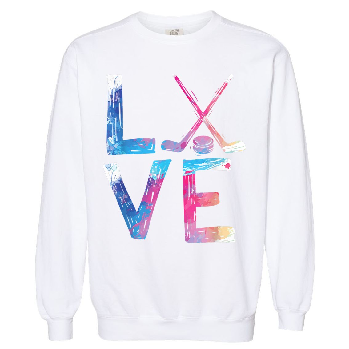 Love Ice Hockey Girls Hockey Gifts Womens Ice Hockey TShirt Garment-Dyed Sweatshirt