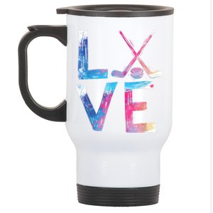 Love Ice Hockey Girls Hockey Gifts Womens Ice Hockey TShirt Stainless Steel Travel Mug