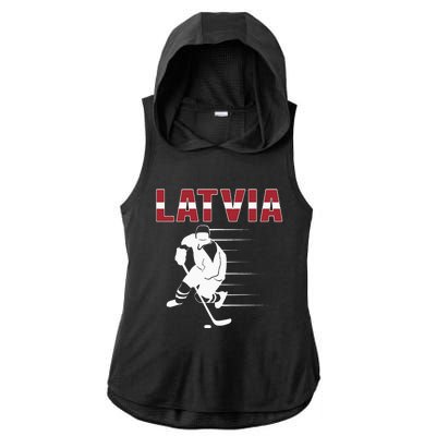 Latvia Ice Hockey Fans Jersey Latvian Hockey Team Supporter Ladies PosiCharge Tri-Blend Wicking Draft Hoodie Tank