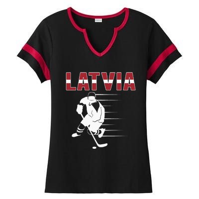 Latvia Ice Hockey Fans Jersey Latvian Hockey Team Supporter Ladies Halftime Notch Neck Tee