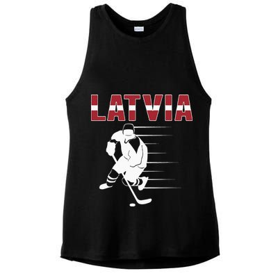 Latvia Ice Hockey Fans Jersey Latvian Hockey Team Supporter Ladies PosiCharge Tri-Blend Wicking Tank