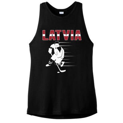 Latvia Ice Hockey Fans Jersey Latvian Hockey Team Supporter Ladies PosiCharge Tri-Blend Wicking Tank