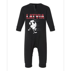 Latvia Ice Hockey Fans Jersey Latvian Hockey Team Supporter Infant Fleece One Piece