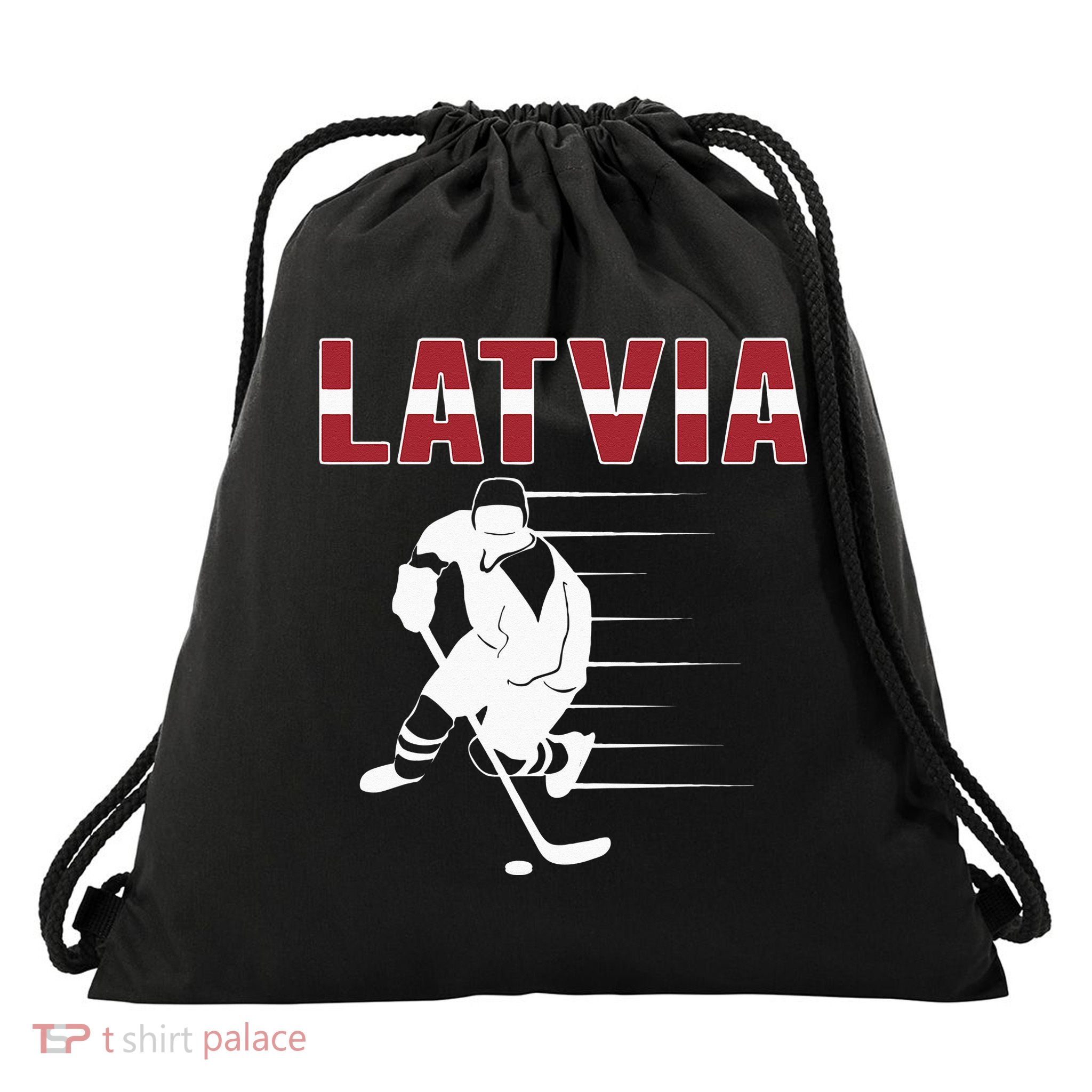 Latvia Ice Hockey Fans Jersey Latvian Hockey Team Supporter Drawstring Bag