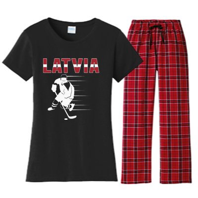 Latvia Ice Hockey Fans Jersey Latvian Hockey Team Supporter Women's Flannel Pajama Set