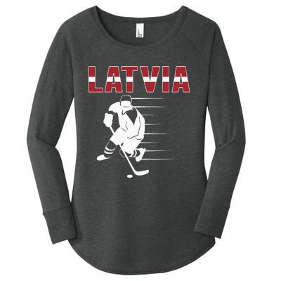 Latvia Ice Hockey Fans Jersey Latvian Hockey Team Supporter Women's Perfect Tri Tunic Long Sleeve Shirt