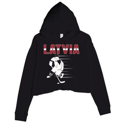 Latvia Ice Hockey Fans Jersey Latvian Hockey Team Supporter Crop Fleece Hoodie