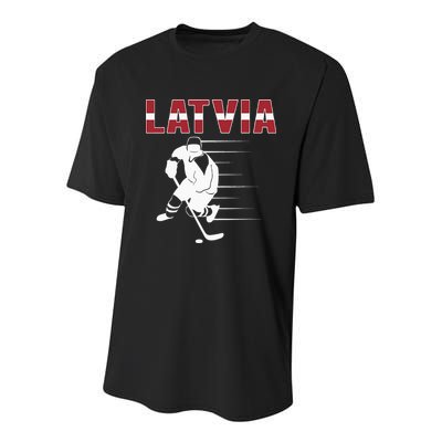 Latvia Ice Hockey Fans Jersey Latvian Hockey Team Supporter Youth Performance Sprint T-Shirt