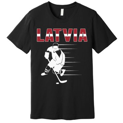 Latvia Ice Hockey Fans Jersey Latvian Hockey Team Supporter Premium T-Shirt