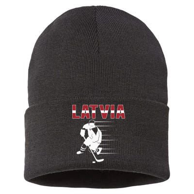Latvia Ice Hockey Fans Jersey Latvian Hockey Team Supporter Sustainable Knit Beanie