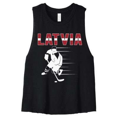 Latvia Ice Hockey Fans Jersey Latvian Hockey Team Supporter Women's Racerback Cropped Tank