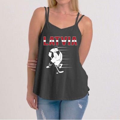 Latvia Ice Hockey Fans Jersey Latvian Hockey Team Supporter Women's Strappy Tank