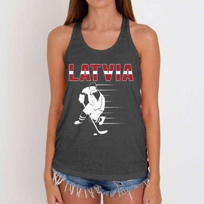 Latvia Ice Hockey Fans Jersey Latvian Hockey Team Supporter Women's Knotted Racerback Tank