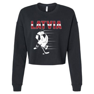 Latvia Ice Hockey Fans Jersey Latvian Hockey Team Supporter Cropped Pullover Crew