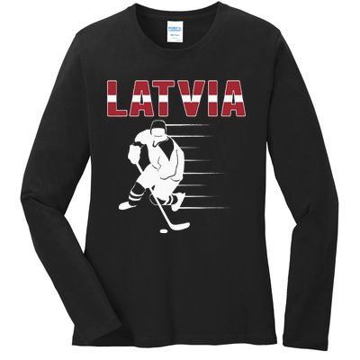 Latvia Ice Hockey Fans Jersey Latvian Hockey Team Supporter Ladies Long Sleeve Shirt