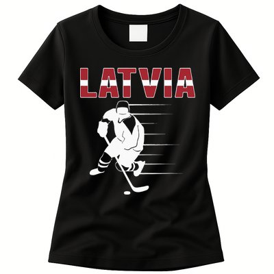 Latvia Ice Hockey Fans Jersey Latvian Hockey Team Supporter Womens T-Shirt