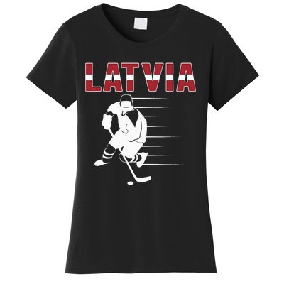 Latvia Ice Hockey Fans Jersey Latvian Hockey Team Supporter Women's T-Shirt