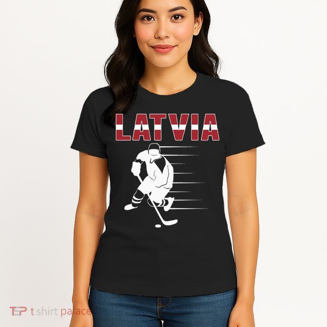 Latvia Ice Hockey Fans Jersey Latvian Hockey Team Supporter Womens T-Shirt