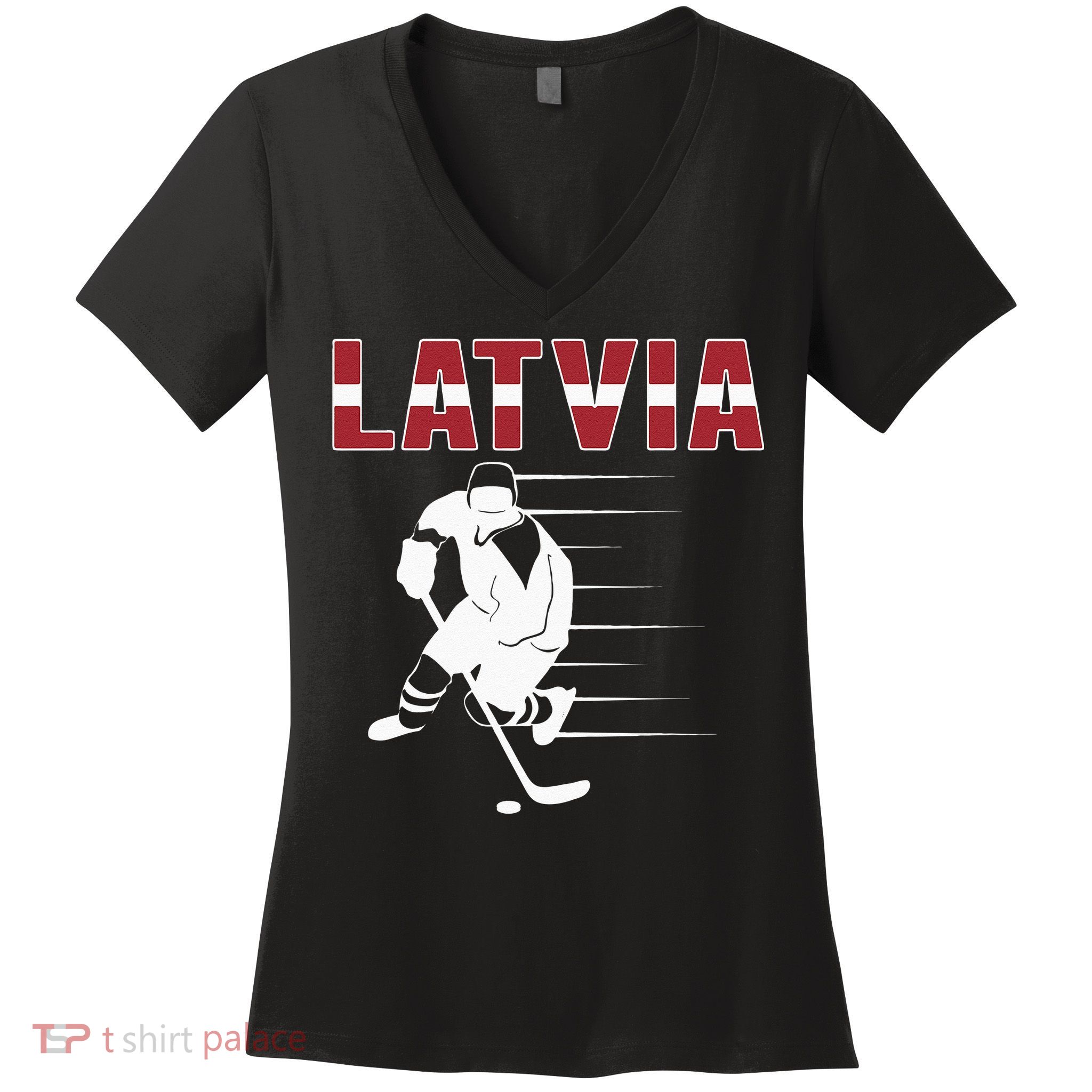 Latvia Ice Hockey Fans Jersey Latvian Hockey Team Supporter Women's V-Neck T-Shirt