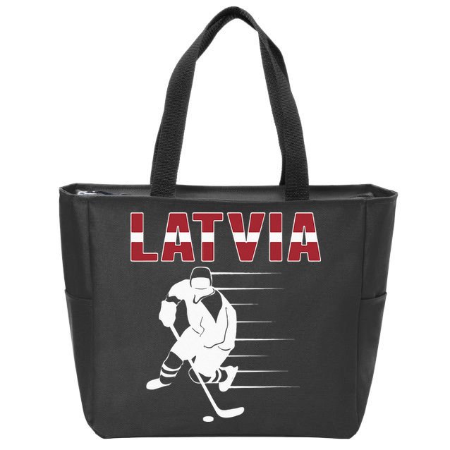 Latvia Ice Hockey Fans Jersey Latvian Hockey Team Supporter Zip Tote Bag