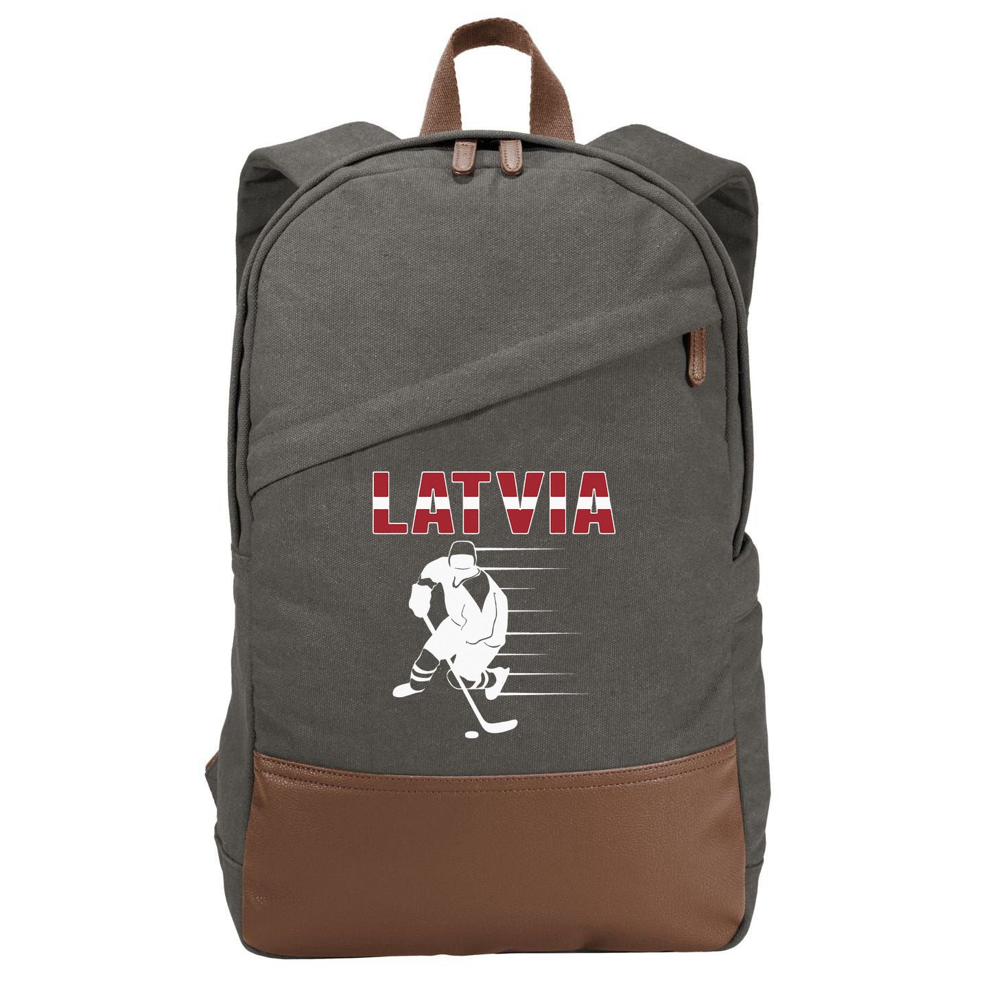 Latvia Ice Hockey Fans Jersey Latvian Hockey Team Supporter Cotton Canvas Backpack