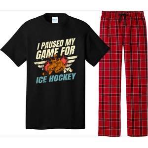 Love Ice Hockey And Video Games Funny Gift Pajama Set