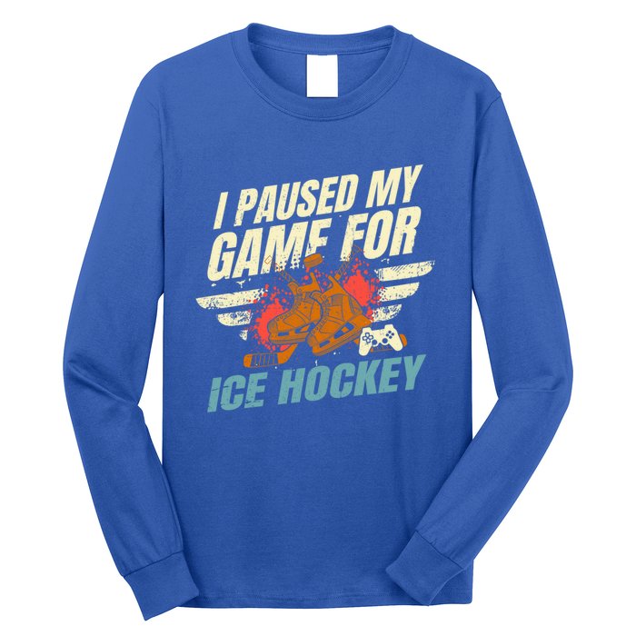 Love Ice Hockey And Video Games Funny Gift Long Sleeve Shirt