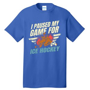 Love Ice Hockey And Video Games Funny Gift Tall T-Shirt