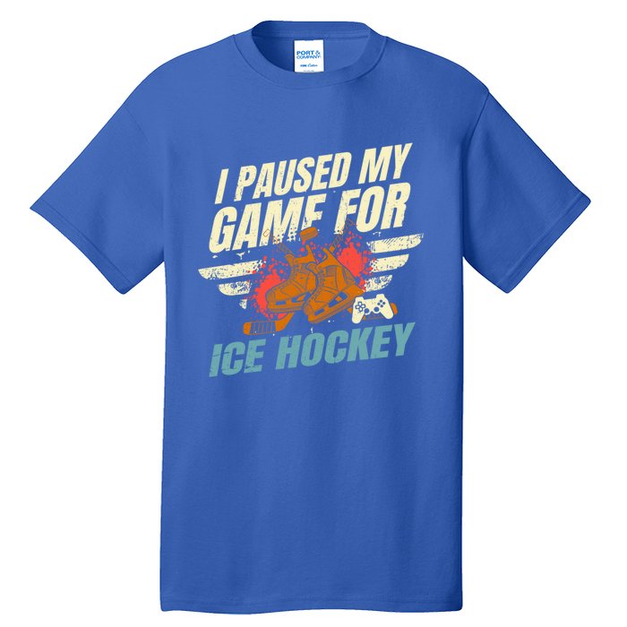 Love Ice Hockey And Video Games Funny Gift Tall T-Shirt