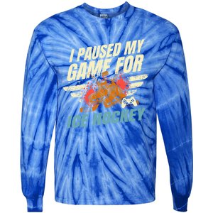 Love Ice Hockey And Video Games Funny Gift Tie-Dye Long Sleeve Shirt