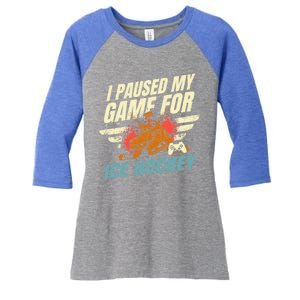 Love Ice Hockey And Video Games Funny Gift Women's Tri-Blend 3/4-Sleeve Raglan Shirt