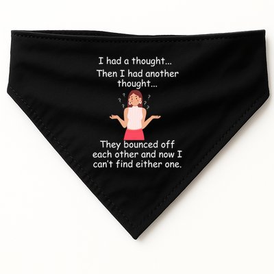 Lady I Had A Thought Funny Sarcastic Old Or Older Person Cool Gift USA-Made Doggie Bandana
