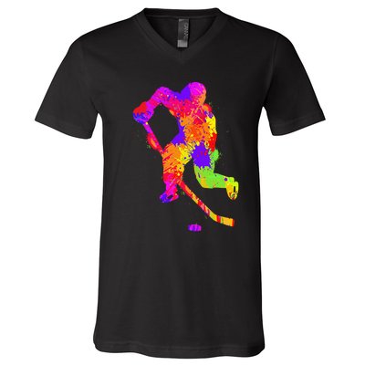 Love Ice Hockey Girls Hockey Gifts Ice Hockey V-Neck T-Shirt