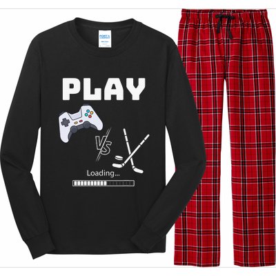 Love Ice Hockey Girls Hockey Gifts Ice Hockey Funny Long Sleeve Pajama Set