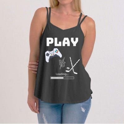 Love Ice Hockey Girls Hockey Gifts Ice Hockey Funny Women's Strappy Tank