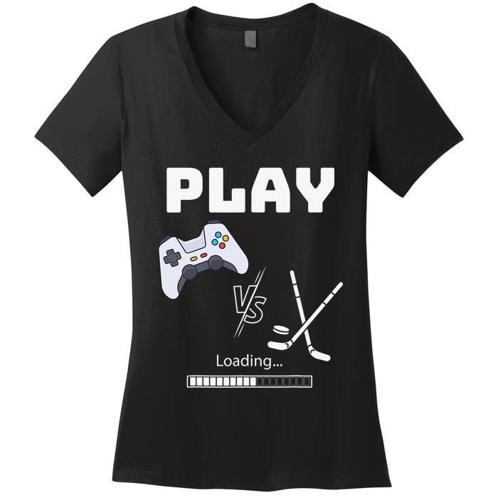 Love Ice Hockey Girls Hockey Gifts Ice Hockey Funny Women's V-Neck T-Shirt