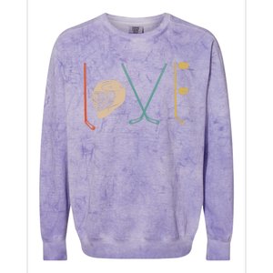 Love Ice Hockey Retro Hockey Sticks Gift Colorblast Crewneck Sweatshirt