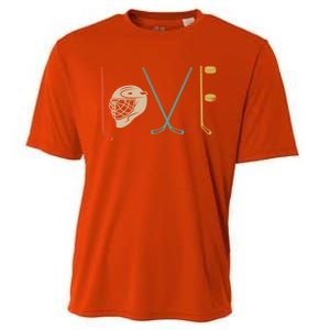 Love Ice Hockey Retro Hockey Sticks Gift Cooling Performance Crew T-Shirt