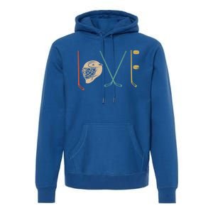 Love Ice Hockey Retro Hockey Sticks Gift Premium Hoodie