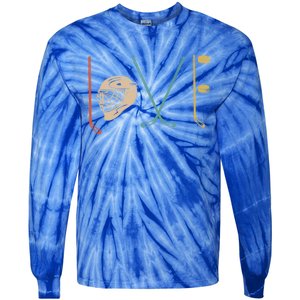 Love Ice Hockey Retro Hockey Sticks Gift Tie-Dye Long Sleeve Shirt