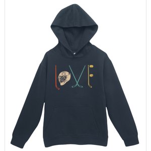 Love Ice Hockey Retro Hockey Sticks Gift Urban Pullover Hoodie