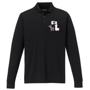 Llama Id Hit That Pinata Mexican Funny Cinco de Mayo Gift Performance Long Sleeve Polo