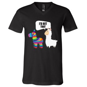 Llama Id Hit That Pinata Mexican Funny Cinco de Mayo Gift V-Neck T-Shirt