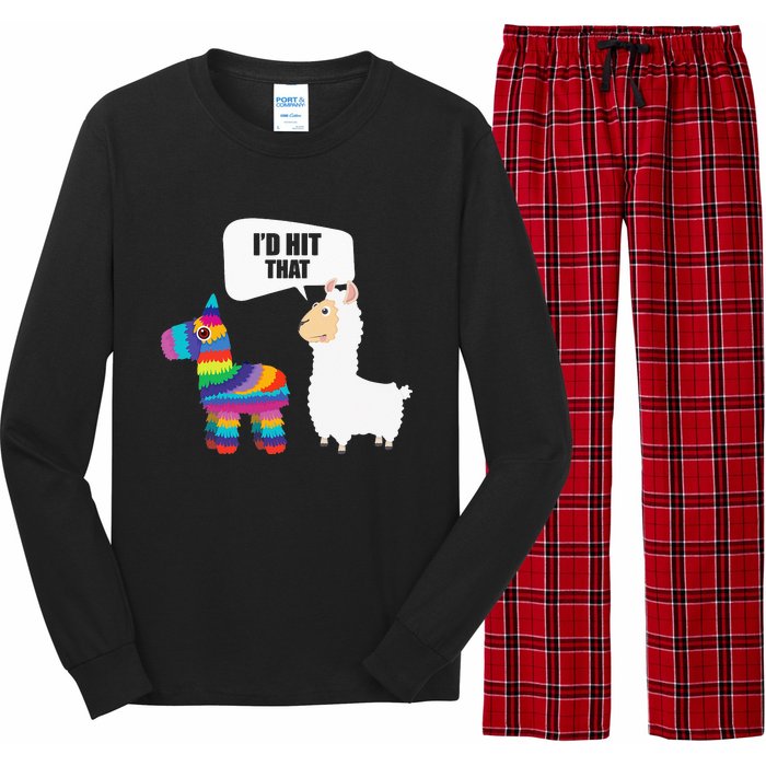 Llama Id Hit That Pinata Mexican Funny Cinco de Mayo Gift Long Sleeve Pajama Set